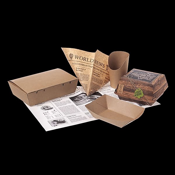 Snackboxen aus Kraftpapier mit Einschlagpapier